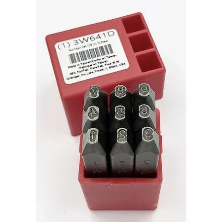 Zoro Select Zoro Select 3W641 Number Stamp Set 0-8 Gothic 62 HRC 3/8 in Shank — product photo