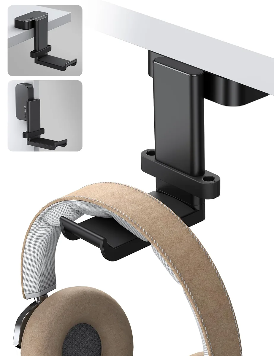 Avid DH01 Headphone Stand Black 360° Rotation Cable Organizer Adhesive Mount 500g Load — product photo
