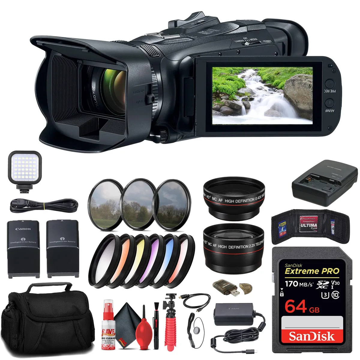 Canon Canon Vixia HF G70 4K camcorder bundle with 64GB card BP828 battery — product photo