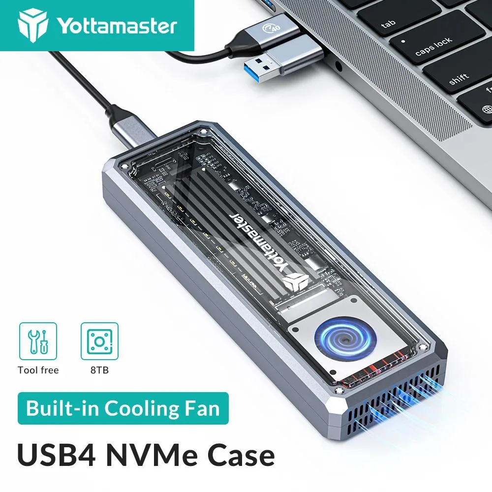 Yottamaster Yottamaster 40 Gbps USB4 M.2 NVMe Enclosure with Fan — product photo