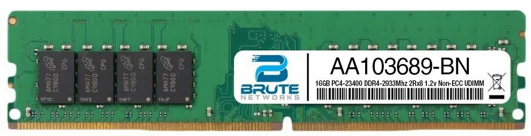Brute Networks Brute Networks Dell Compatible 16GB DDR4-2933 2Rx8 1.2v Non-ECC UDIMM server RAM — product photo