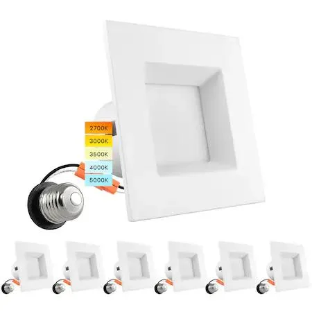 Luxrite Luxrite LR23785 4 Inch Square LED Recessed Lighting 5 CCT Selectable — product photo