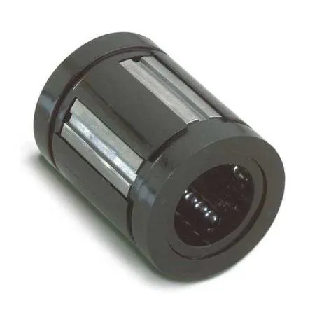 Thomson SUPER4 linear ball bushing, quarter-inch bore, half-inch OD, Delrin and steel, self-aligning closed type