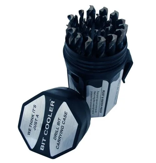 29 black oxide HSS jobber drill bits in plastic case