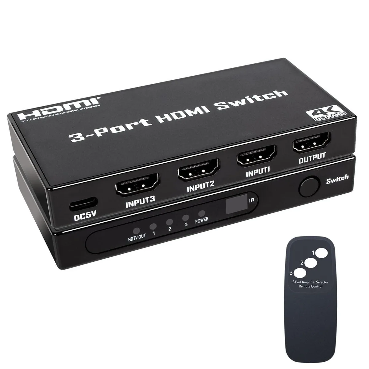  SVWSUN Q3A 3-in-1 HDMI Switch 4K@30Hz Remote Control — product photo