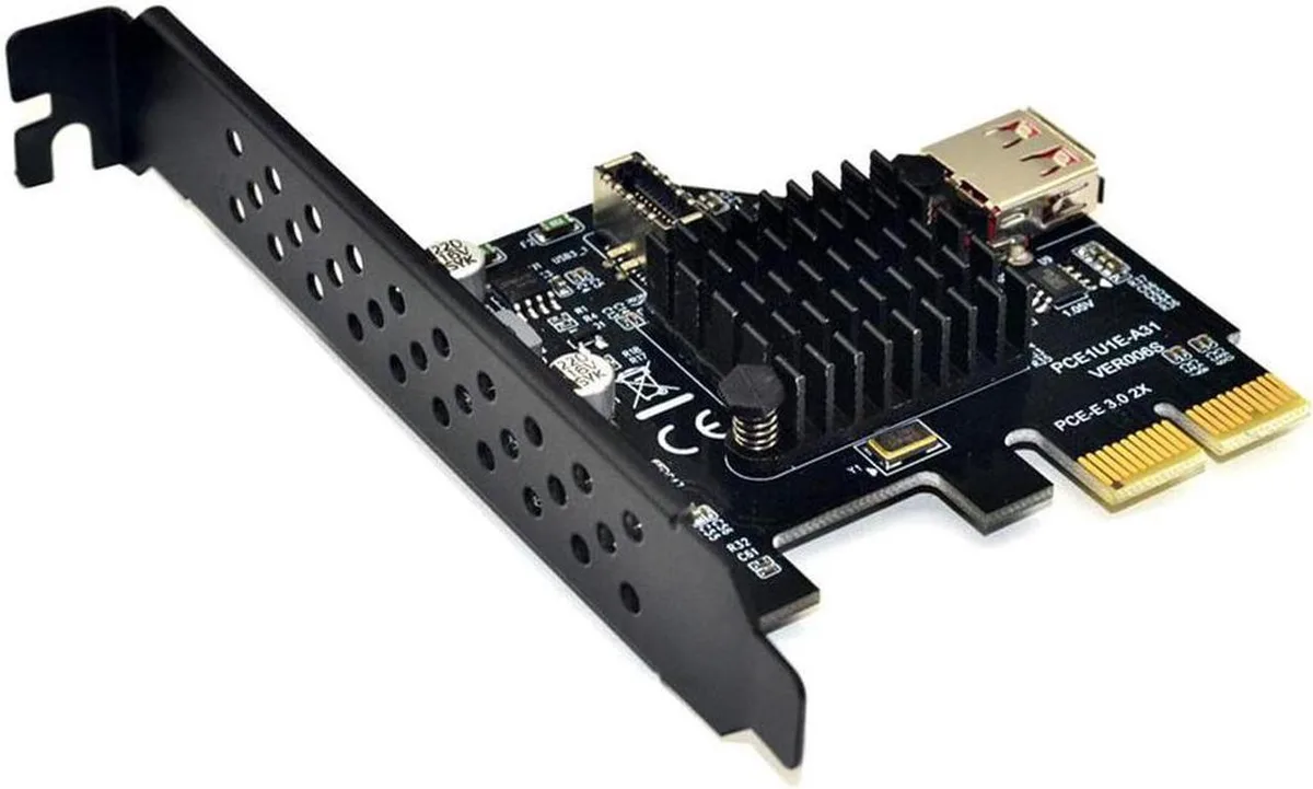 Vszerda Vszerda PCIe 2x USB 3.2 20-Pin Header 10Gbps USB 2.0 Type-A Full-Profile Bracket — product photo