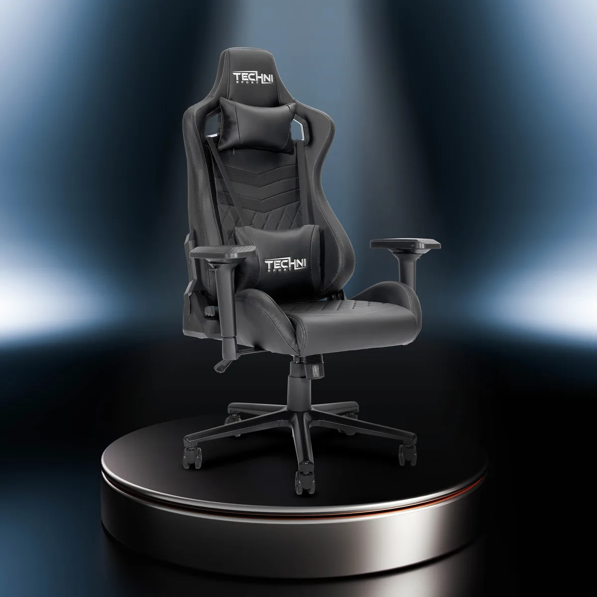 Techni Sport Techni Sport TS83 gaming chair, black, 4D arms, 150° recline, 300 lb capacity — product photo