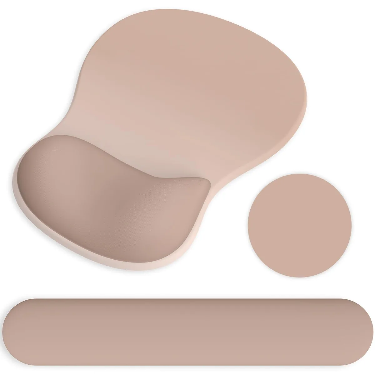 G JGOO sd3-4 Ergonomic Mouse Pad &amp; Keyboard Wrist Rest Set Mocha Sand 10.3 x 7.5 in 17.5 x 3.2 in — product photo