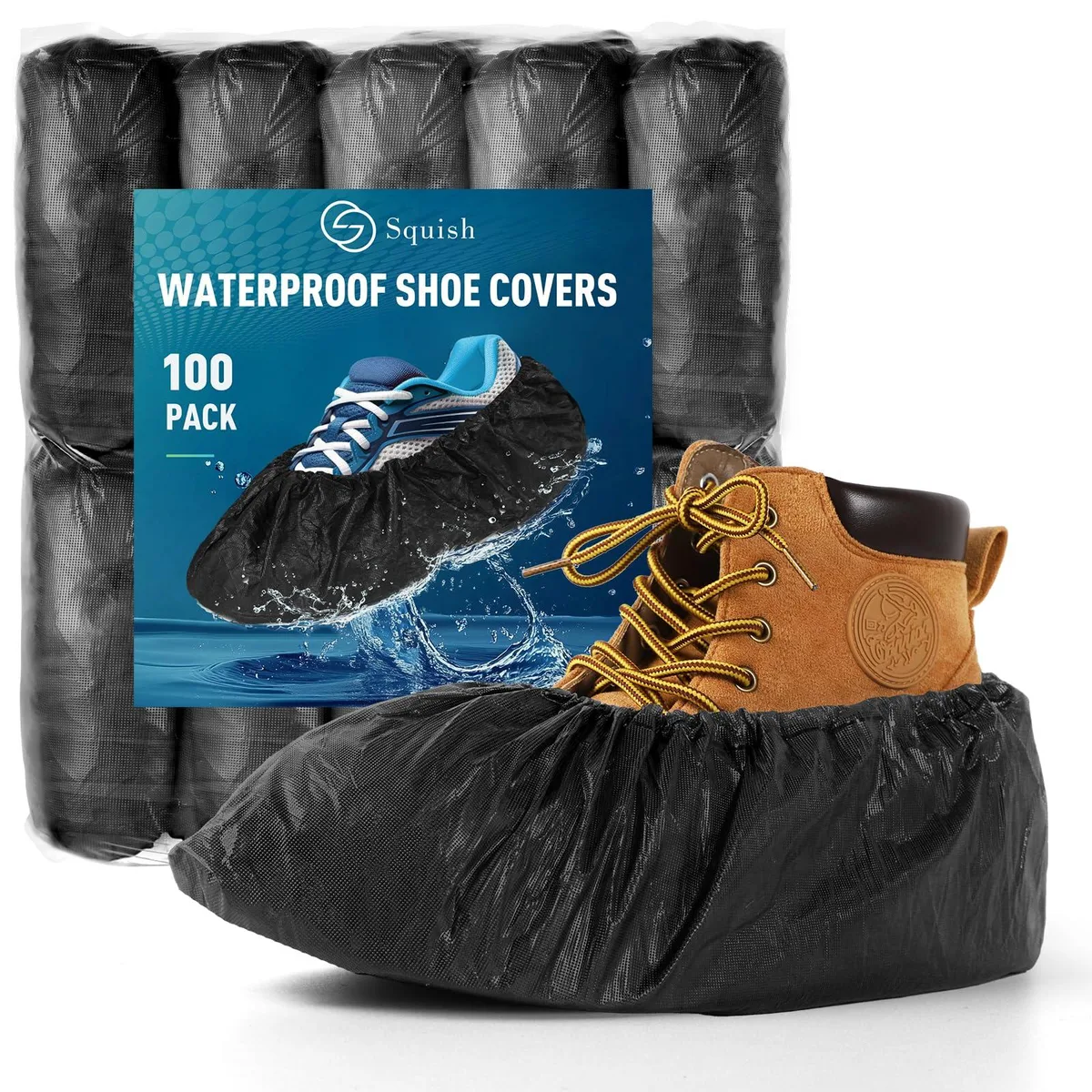 Squish Disposable Shoe Covers 100 Pack Black 6g — product photo