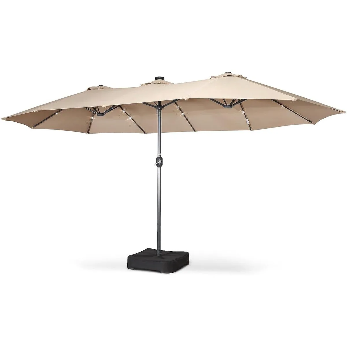Home Zone Living Home Zone Living KUS0091U 15x9 ft double head patio umbrella, 36 LED lights, 213 lbs, beige tan — product photo
