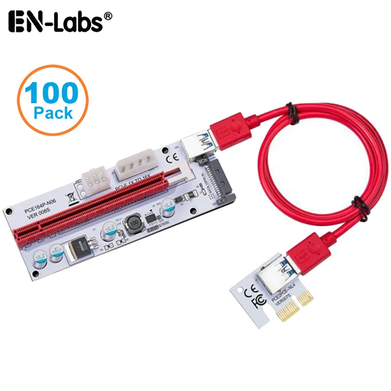 EN-Labs EN-Labs 3110106PK 100Pack PCIe 1x to 16x Riser Cable 60cm USB 3.0 SATA Power — product photo