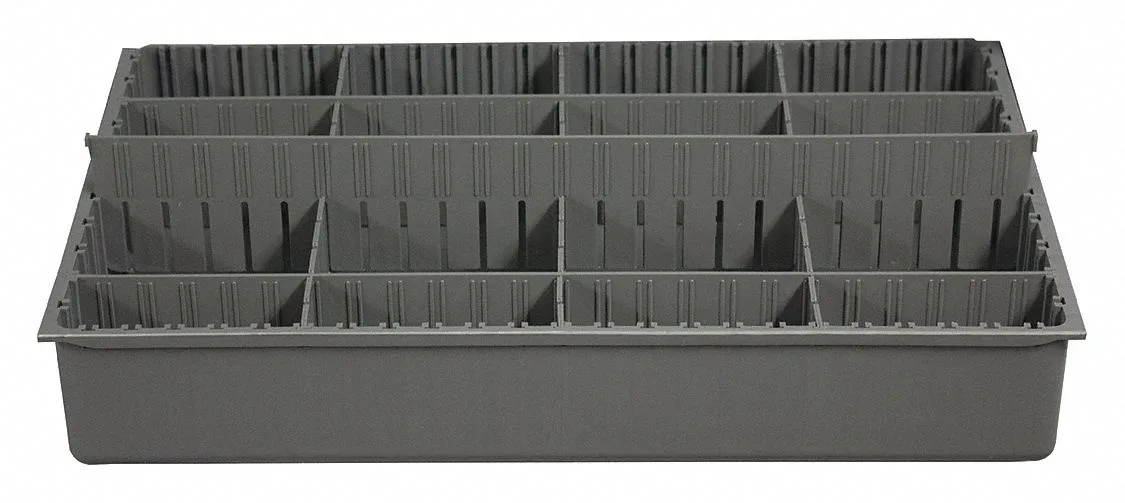 Durham Manufacturing Durham Manufacturing 124-95-EXL-IND Gray Powder Coated Plastic Drawer Insert 12x18 in 16 Compartments — product photo