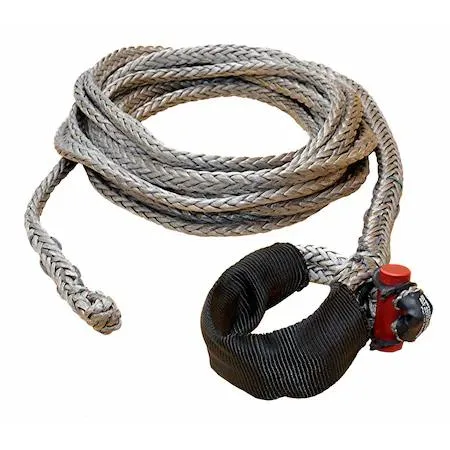 Gray synthetic winch line with integrated shackle, 25 ft length