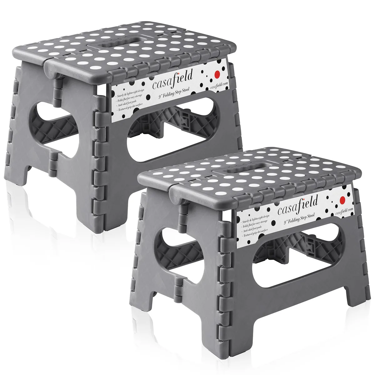 Casafield Casafield 9" Folding Step Stool with Handle (Set of 2), Gray — product photo