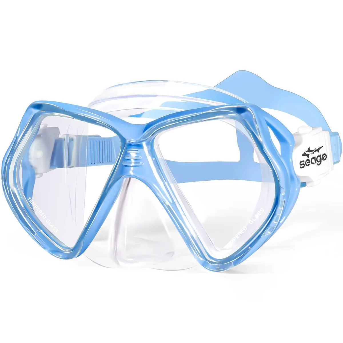 Seago 01 Kids Swim Mask Blue 6-14 Panoramic 180° — product photo