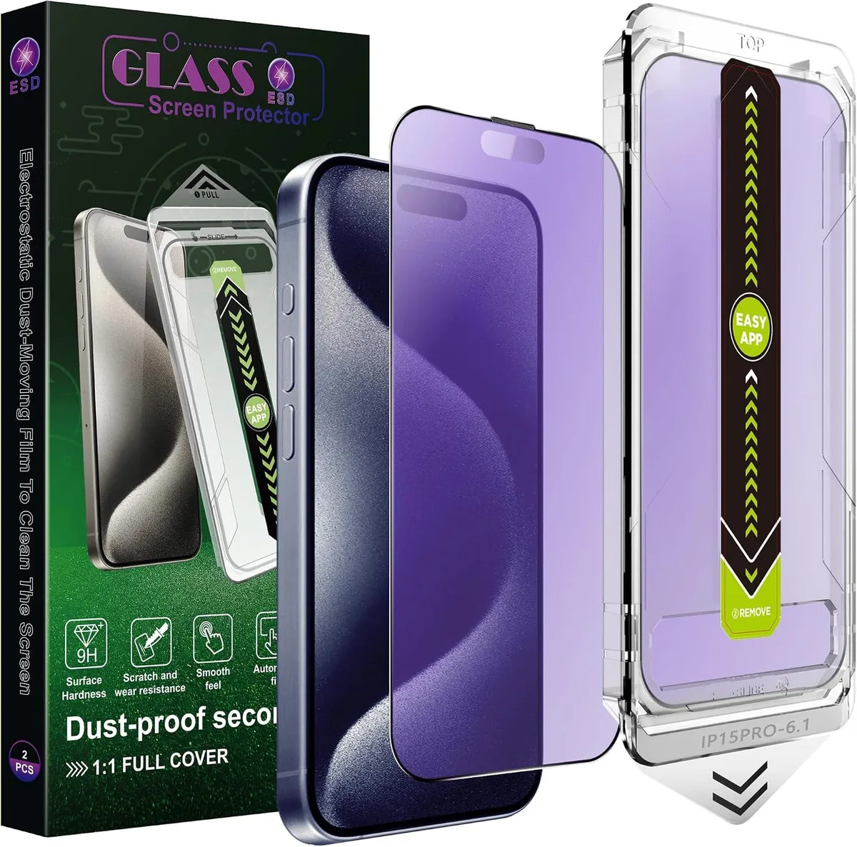 NuoTo NuoTo 2 Pack Anti Blue Light Matte Screen Protector for iPhone 15 Pro 6.1-Inch — product photo