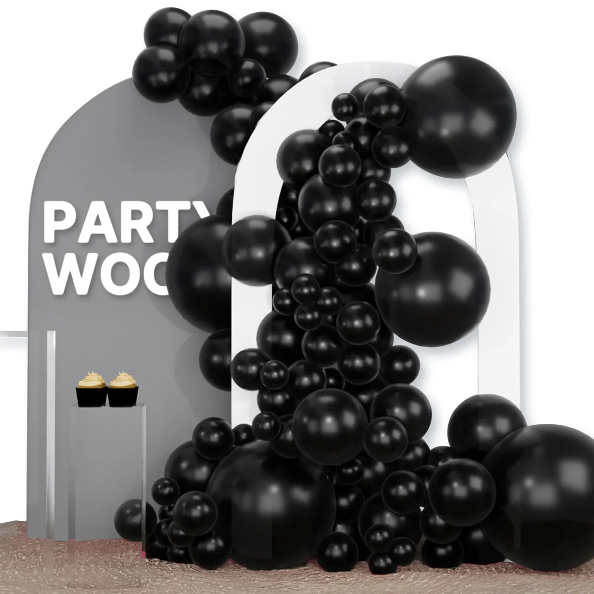  PartyWoo Black Balloons 120pcs 18 12 10 5 Inch — product photo