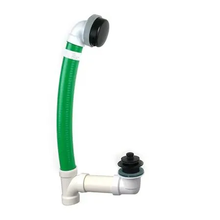 Bronze bath waste with flexible tubing and lift-and-turn stopper