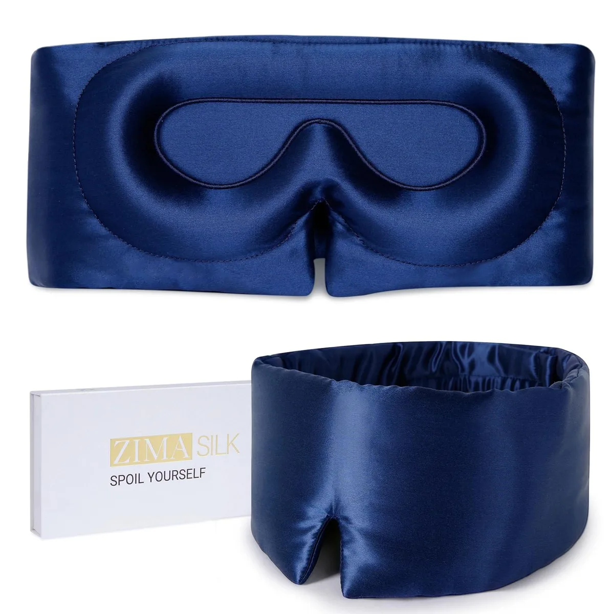 ZIMASILK 22 Momme Mulberry Silk Sleep Mask Women's Sleepwear Navy Blue — product photo