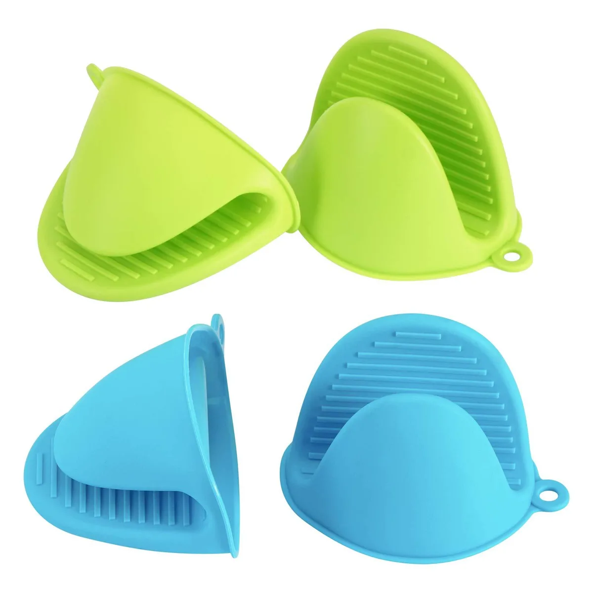  Vaincre JS-JS123C 4PCS Silicone Oven Mitts &amp; Potholders Blue &amp; Green 3.94 in x 3.35 in — product photo