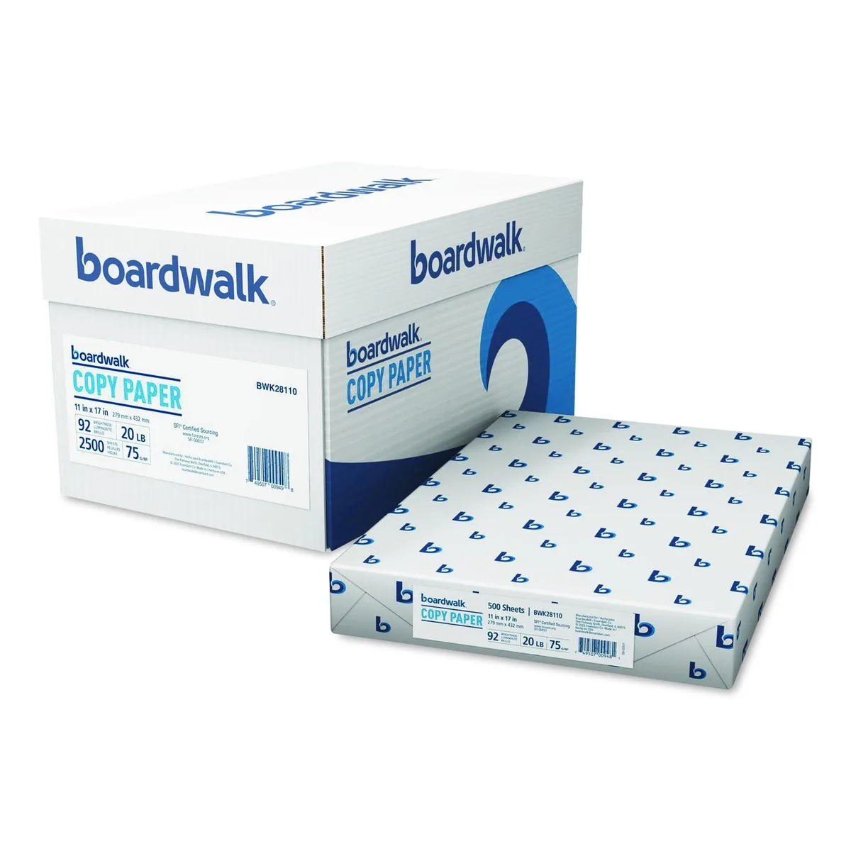 Boardwalk Boardwalk Ledger Copy Paper 11 x 17 92 Bright 20 lb 500 Sheets 5 Reams 28110 — product photo