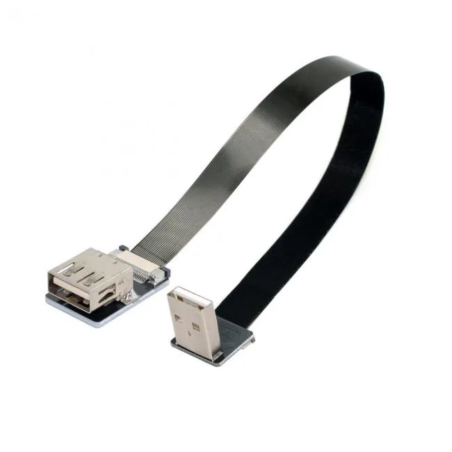 xiwai xiwai Down Angled USB 2.0 Type-A Male to Female Extension Flat Slim FPC Cable 10-200cm — product photo