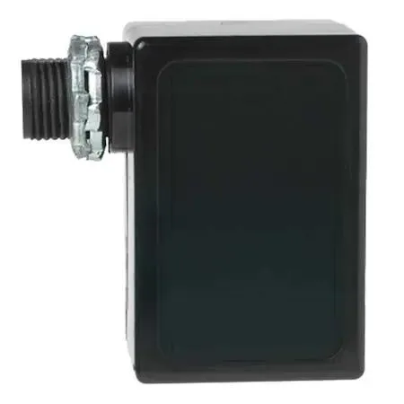 Black rectangular relay pack with hard-wired terminals, 3 by 2.25 by 1.88 inches