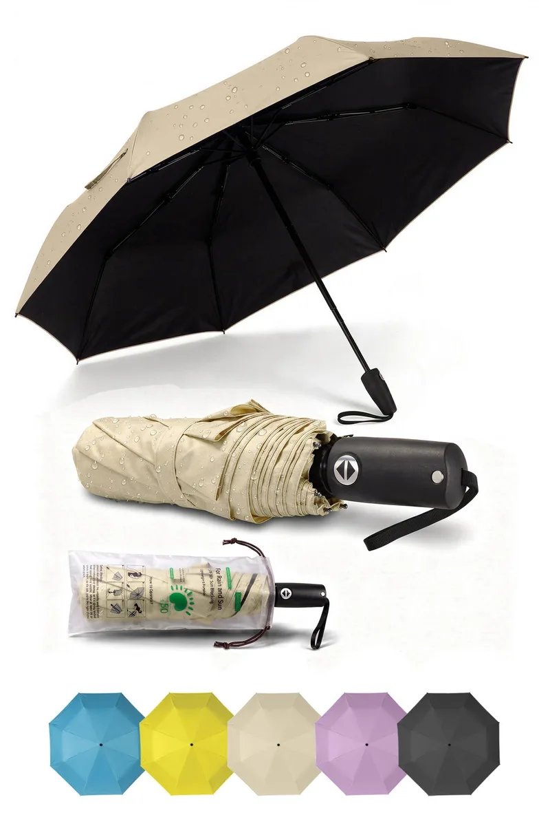 BAODINI 42 inch Arc Automatic Open Close Umbrella Beige — product photo