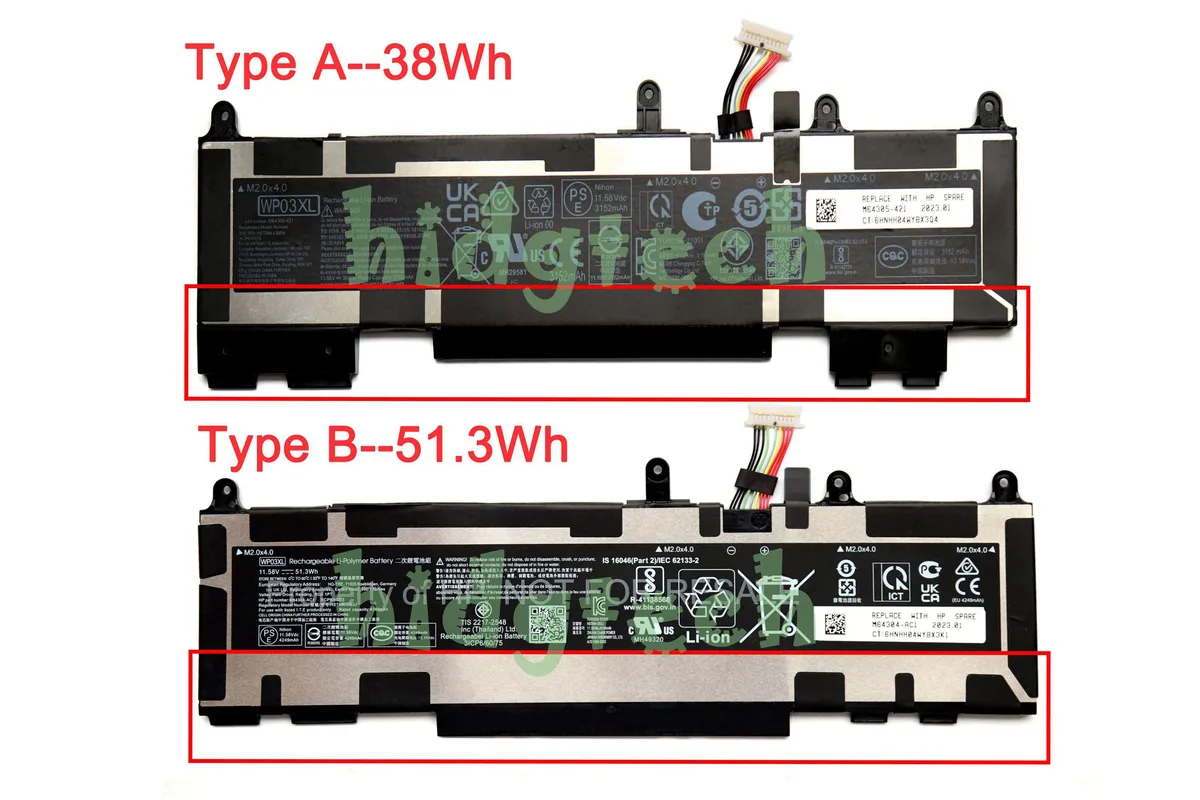 Beisite Beisite WP03XL laptop battery 11.58V 38Wh 51.3Wh Type B — product photo
