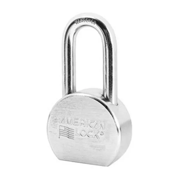 Chrome-plated steel round padlock with 2-inch shackle
