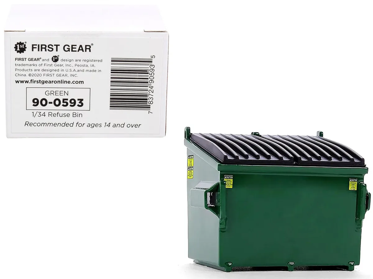 First Gear First Gear Refuse Trash Bin Green 1/34 Diecast Vehicle — product photo