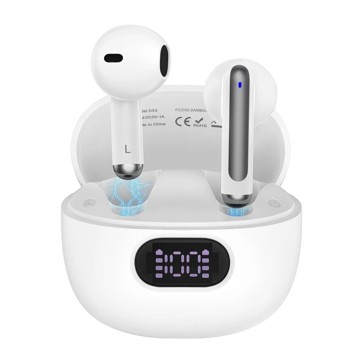No Sew No Sew S53 Bluetooth 5.3 In-Ear Earbuds White 48H IPX7 — product photo