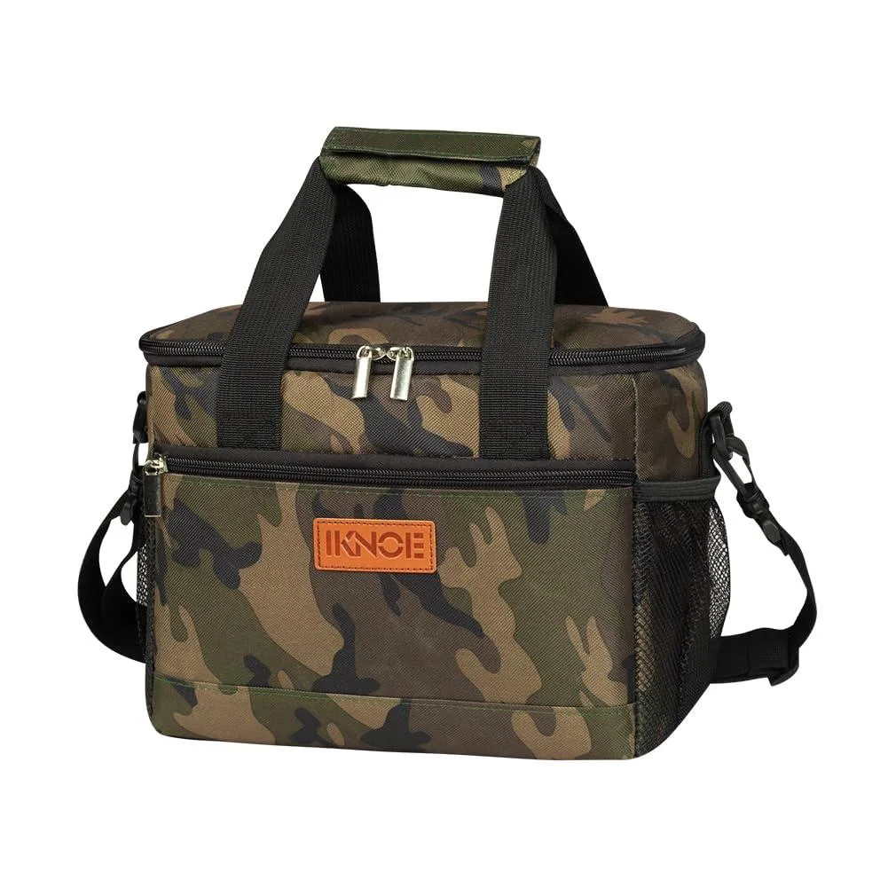 Red insulated lunch bag with top handle and adjustable shoulder strap, foldable 8.5L capacity, Oxford fabric finish