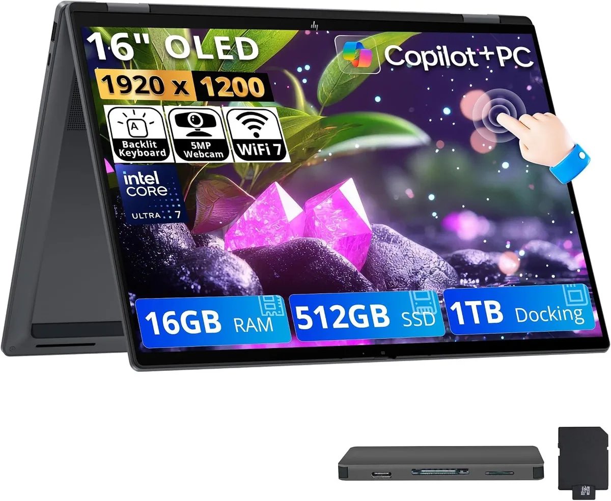 HP HP OmniBook X Flip 16.0" 2K OLED 2-in-1 Intel Core Ultra 7 355 16GB 512GB Gray — product photo