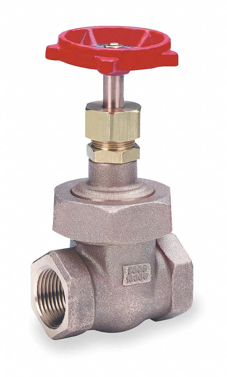 Bronze gate valve with wheel handle, 3/4 inch NPT threads