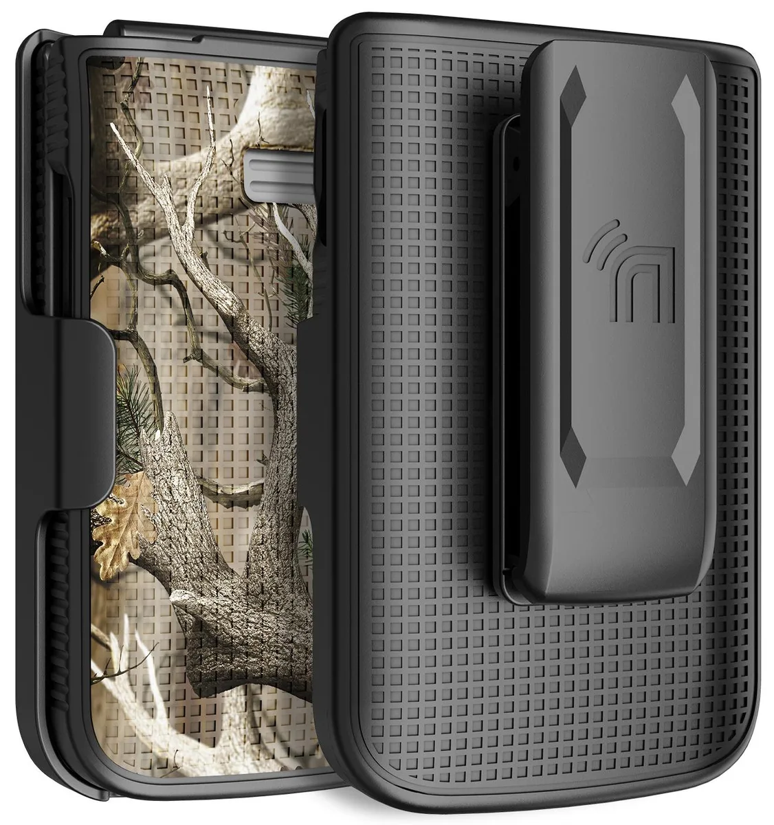 Nakedcellphone Nakedcellphone Grid Case &amp; Holster Combo for TCL Flip 3 T435 2024 Bush Camo — product photo
