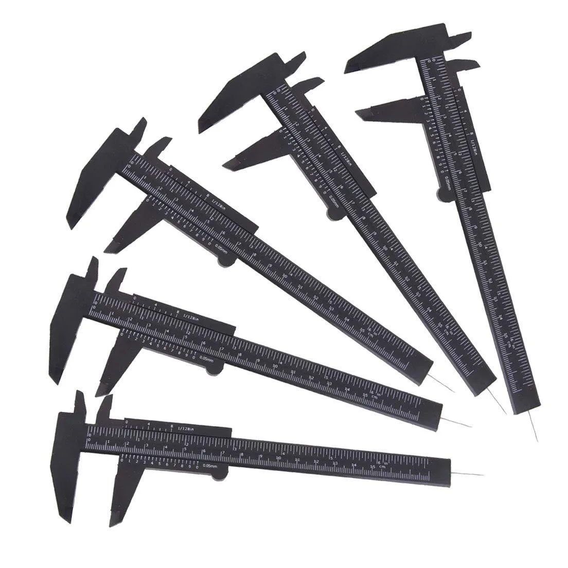  TamBee Plastic Vernier Caliper 150mm 6.5in 5pcs Black — product photo