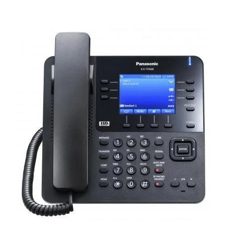 Panasonic KX-TPA68B corded desktop SIP DECT phone with 3.5 inch colour LCD and 18 function keys