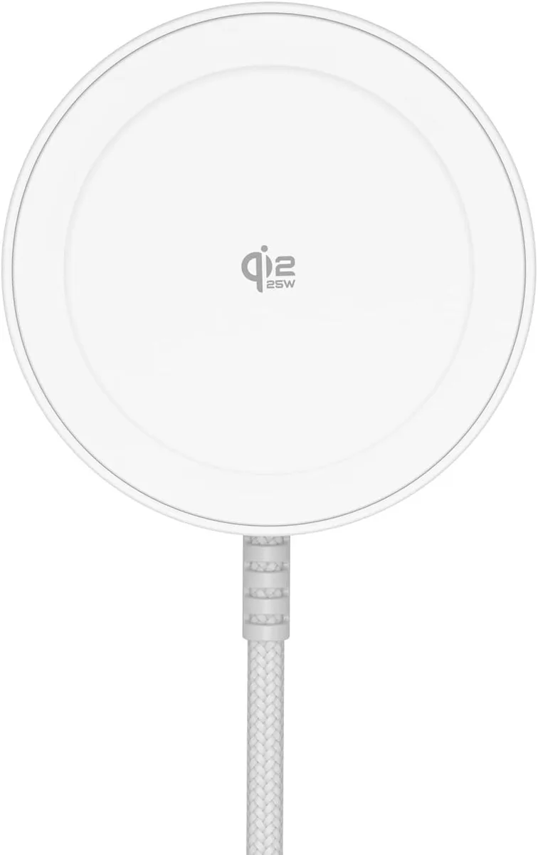 Luisport Luisport Magnetic Wireless Charger Qi2 25W 5ft Braided Cable MatteWhite — product photo