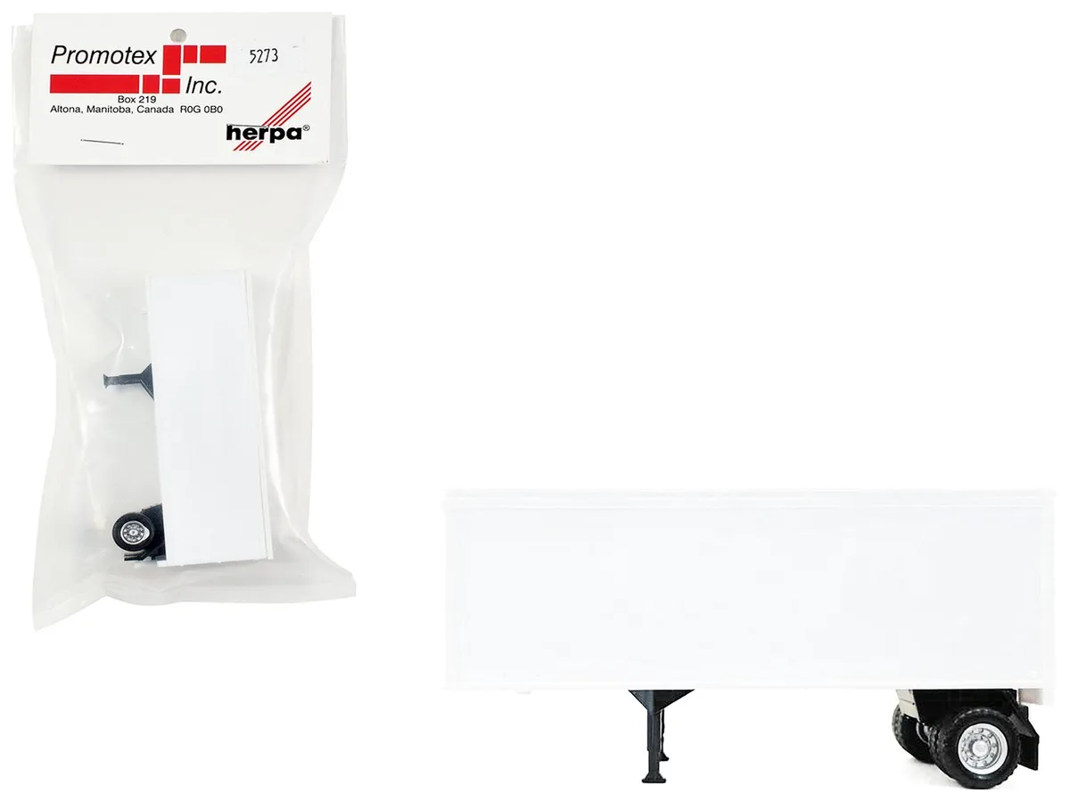 Promotex Promotex 27ft Single-Axle Trailer White 1/87 HO Plastic Model — product photo