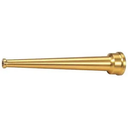 Brass fire hose nozzle, 1-1/2 inch inlet, solid stream pattern