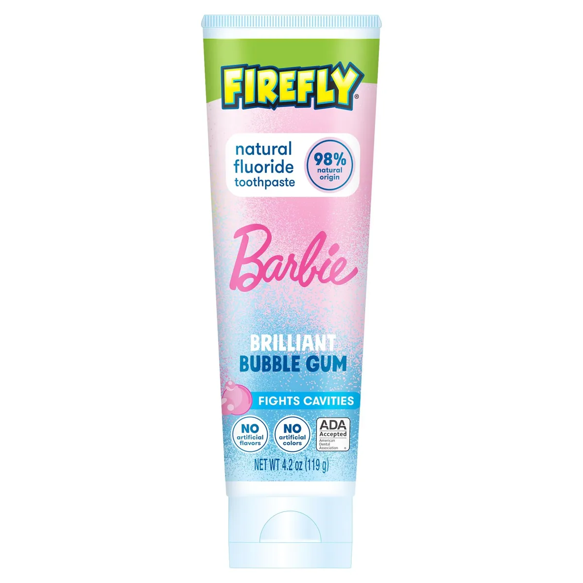Pink Barbie-themed toothpaste tube 4.2oz