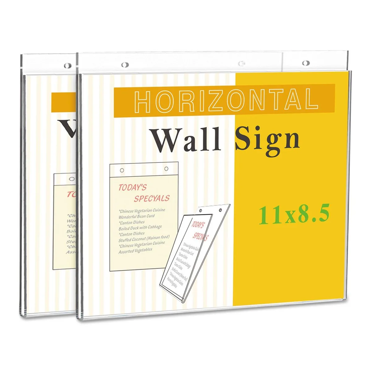 UNIVERSAL OFFICE PRODUCTS UNIVERSAL OFFICE PRODUCTS Wall Mount Sign Holder 11" x 8 1/2" Clear 2/Pack 76883 — product photo