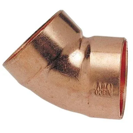 Copper 45-degree DWV elbow, sweat fitting, 3-inch tube size