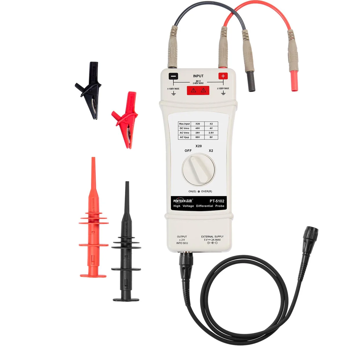 Pintech Pintech PT-5102 Differential Probe 150MHz 2X/20X 80V BNC measurement tool — product photo