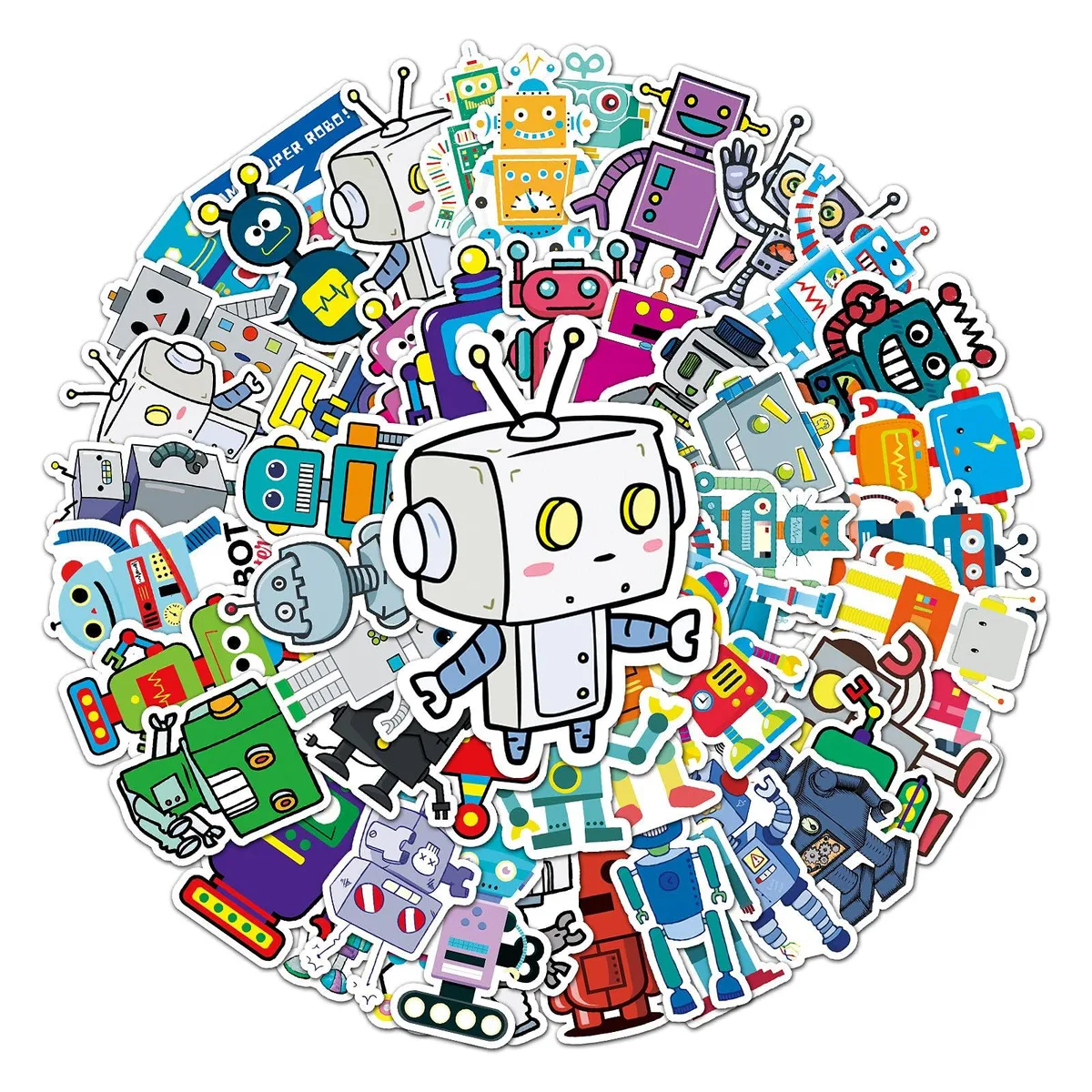  Jictegb 50 Pcs Cartoon Robot Stickers Collectibles — product photo