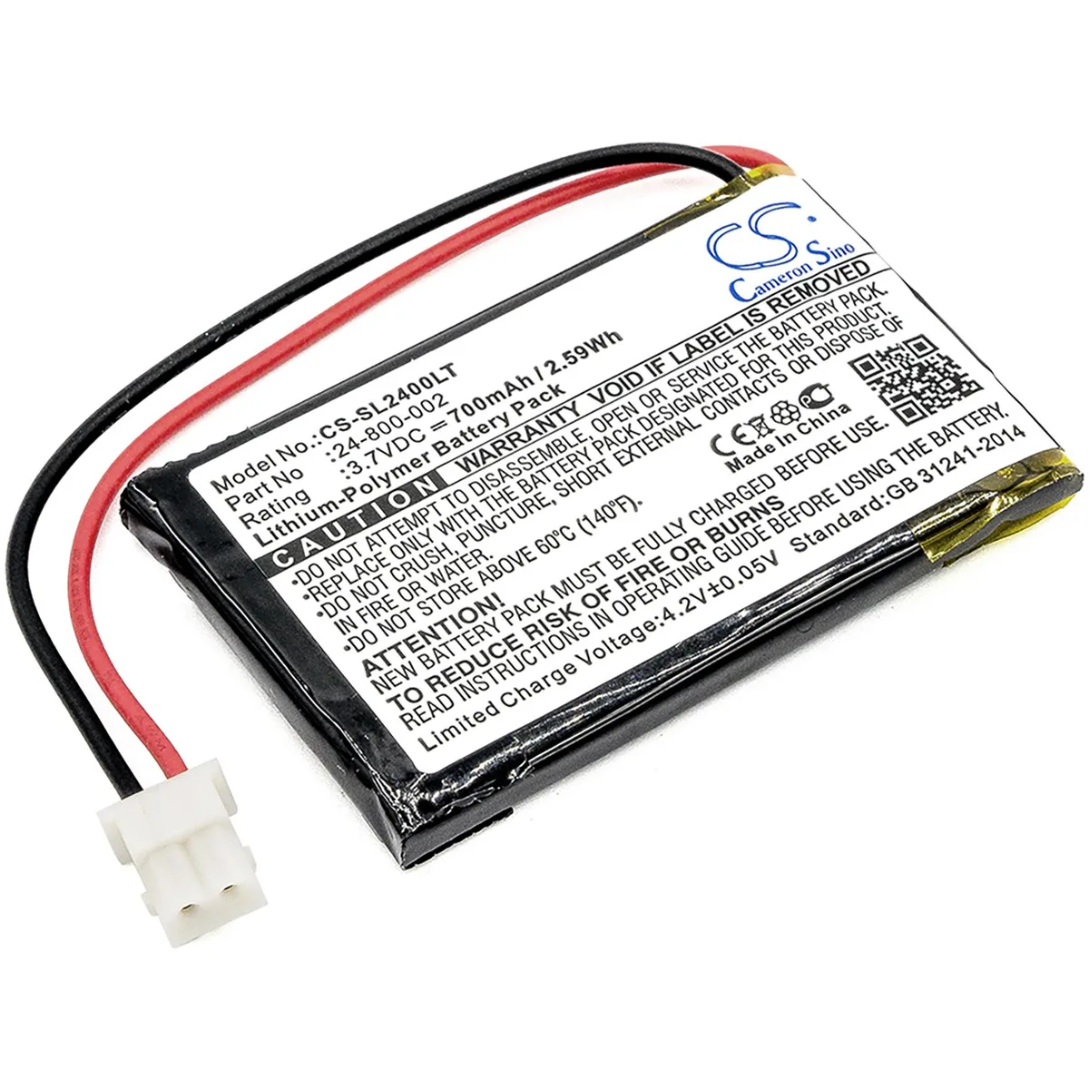 Cameron &amp; Co Cameron &amp; Co DS-CS-SL2400LT Battery for Solar LED Light SL-24000 700mAh Black — product photo