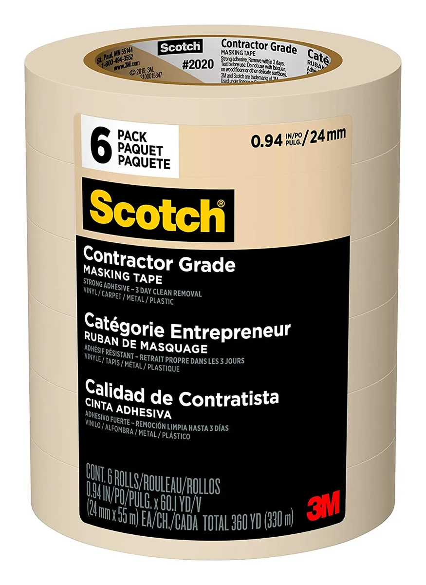 Scotch Scotch Contractor Grade 2020 Masking Tape 24mm x 55m 6 Rolls — product photo