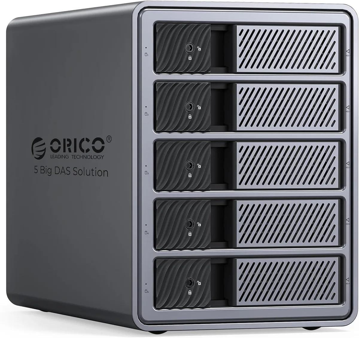 Orico Orico 9858U3 5-bay SATA drive enclosure USB 3.0 110TB aluminium 80mm fan 150W — product photo
