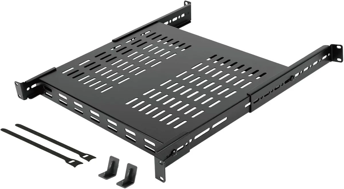 TAURKENAM TAURKENAM 1U 4-Post Vented Server Rack Shelf 13.8-23.6in 242lbs Black — product photo